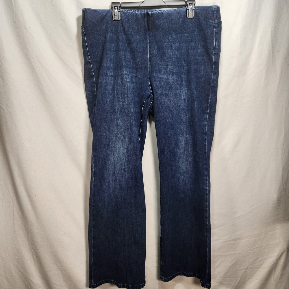Soft Surroundings Wide Leg Jeans Womens Size 1XL Dark Blue Denim